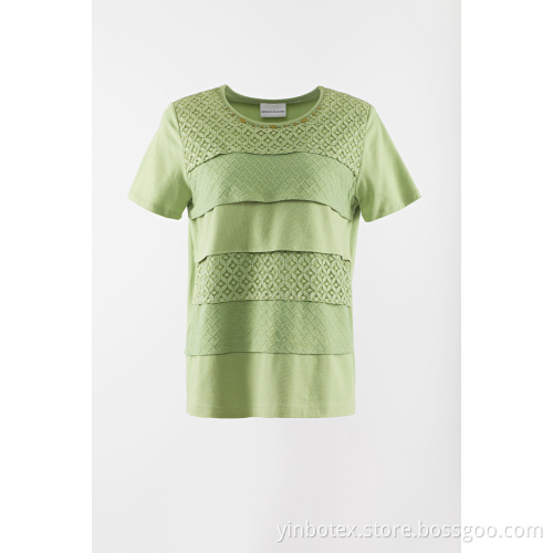 Solides strickendes kurzärmliges T-Shirt